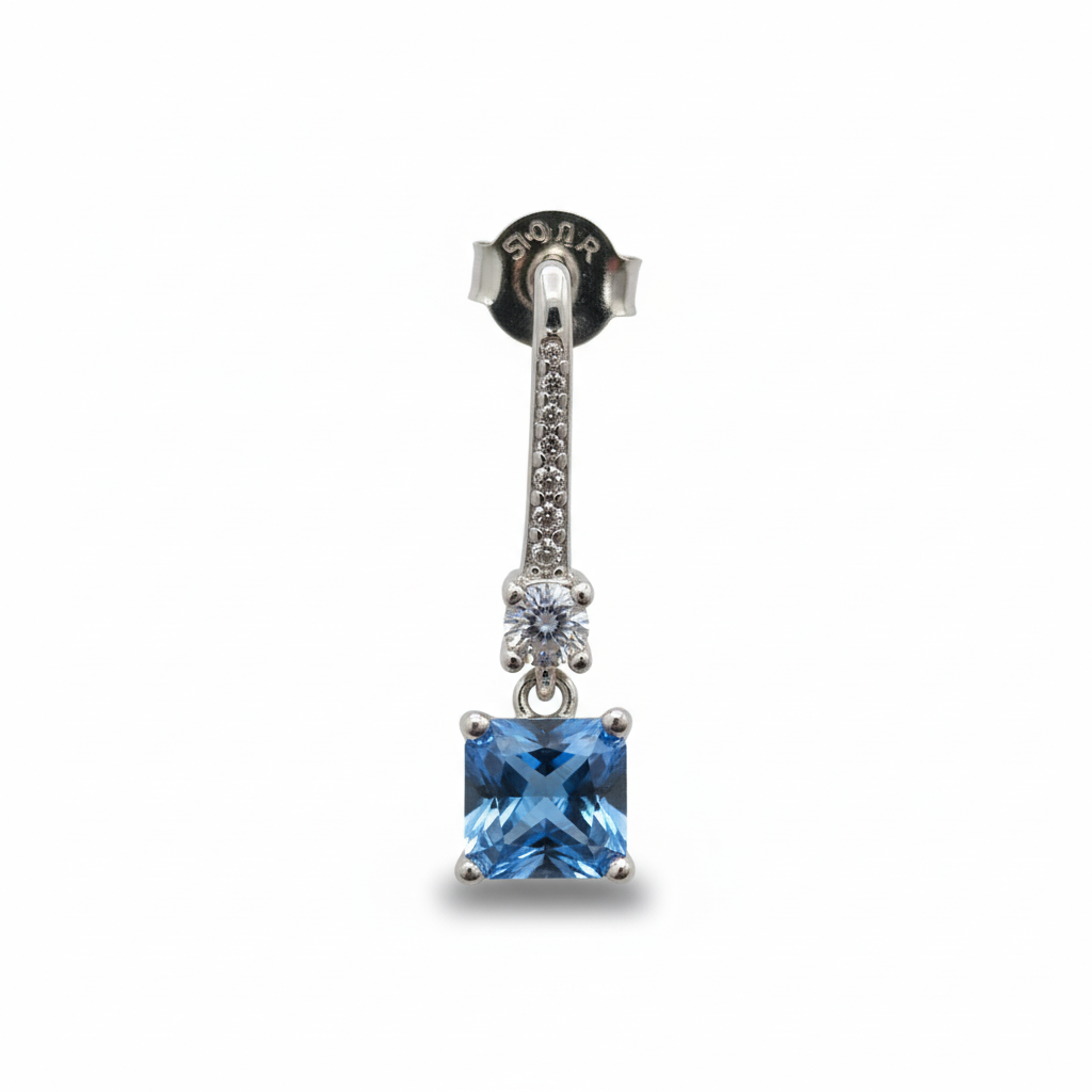 Drop Dangel Earring with white, ocean blue & ruby colour stones