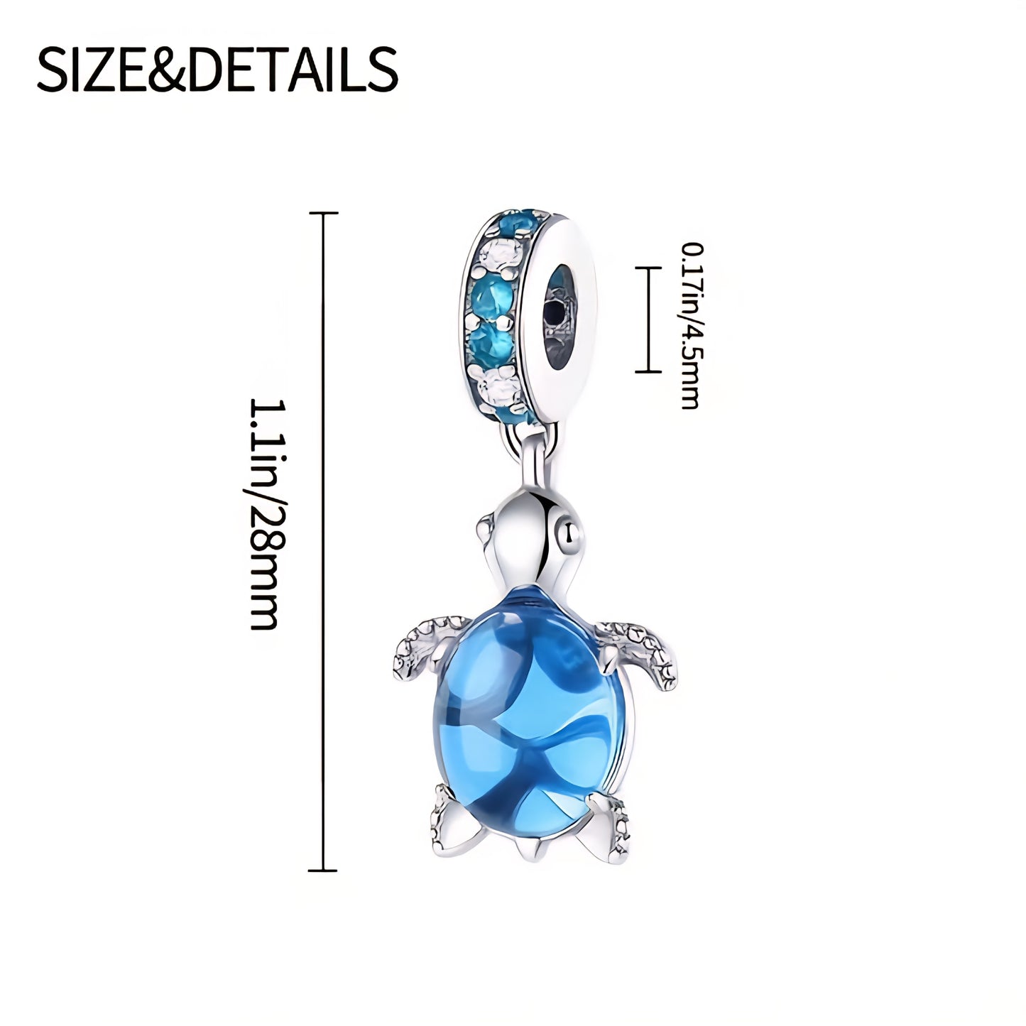 Pandora Charm / Pendent Ocean Blue Coloured Italian Murano Glass Sea Turtle Dangle For Women