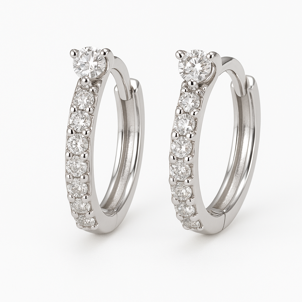Sterling Silver Huggie Hoop Earrings – Sparkling Minimalist Design
