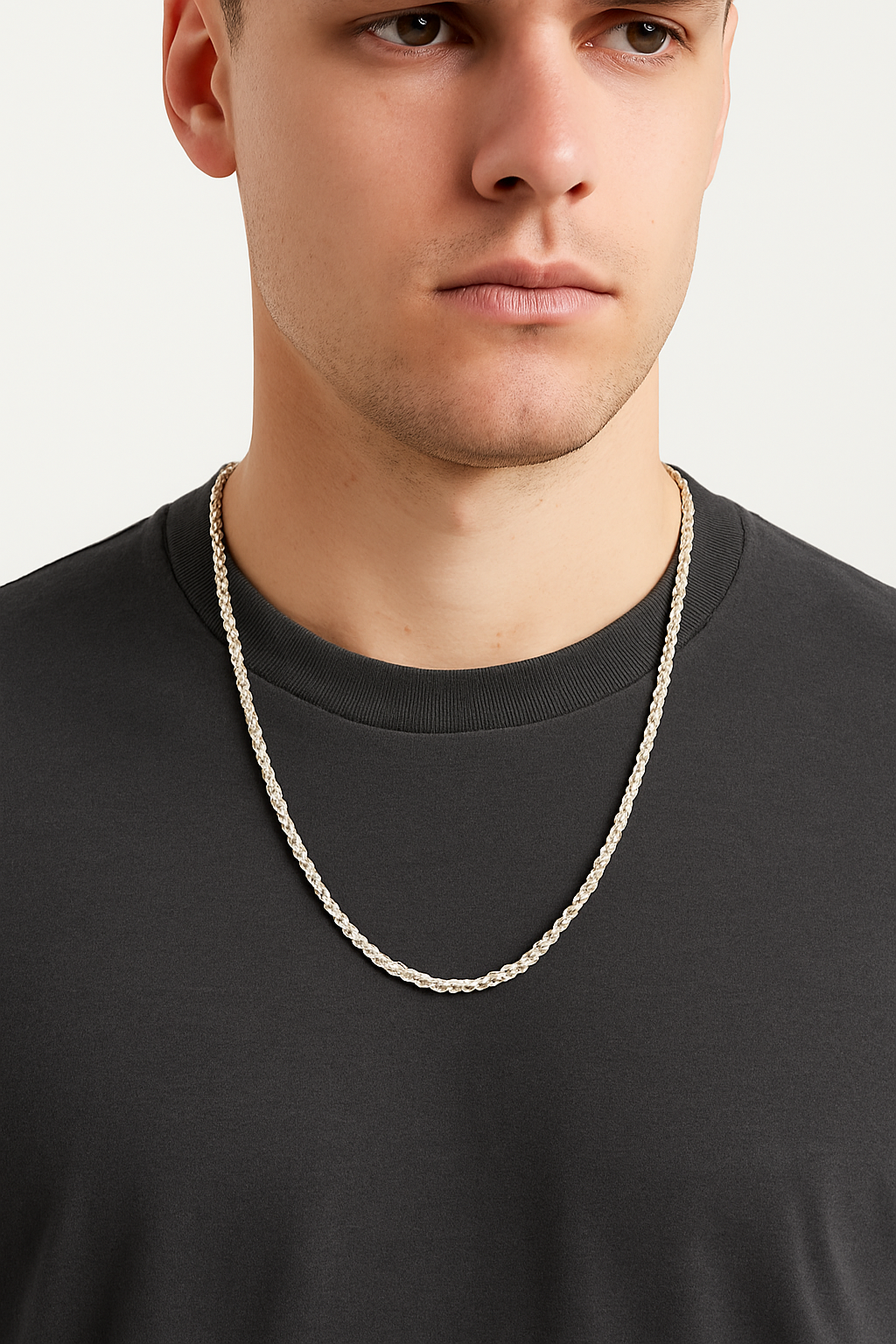 Silver Crest Chain / Solid rope chain 20 inch