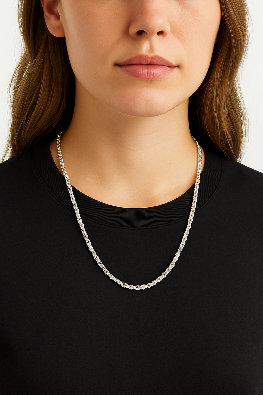 Silver Crest Chain / Solid rope chain 20 inch