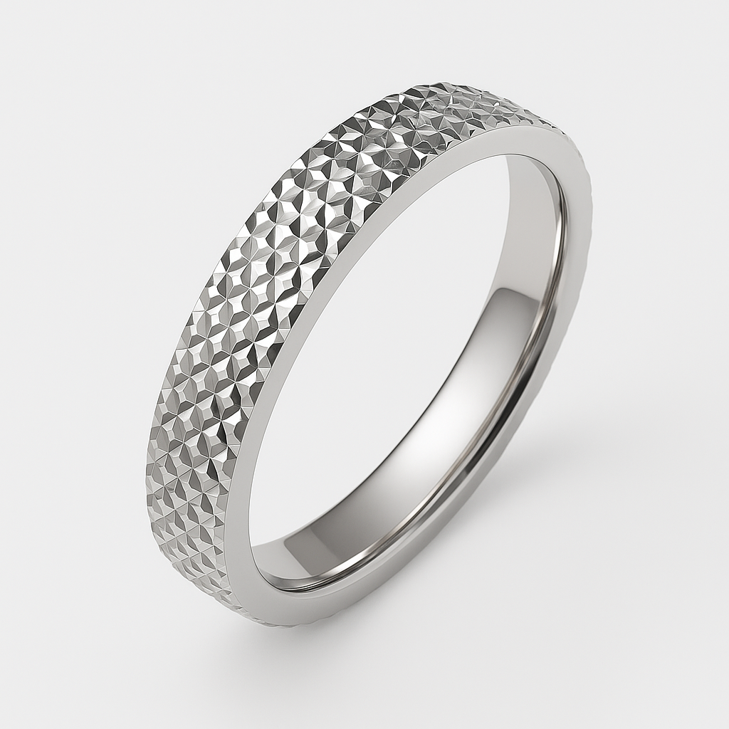 BAND RING DIAMOND TEXTURED (UNISEX & UNIQUE)