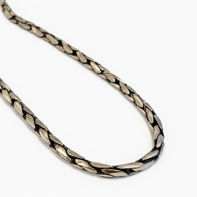 Silver chain on a white background