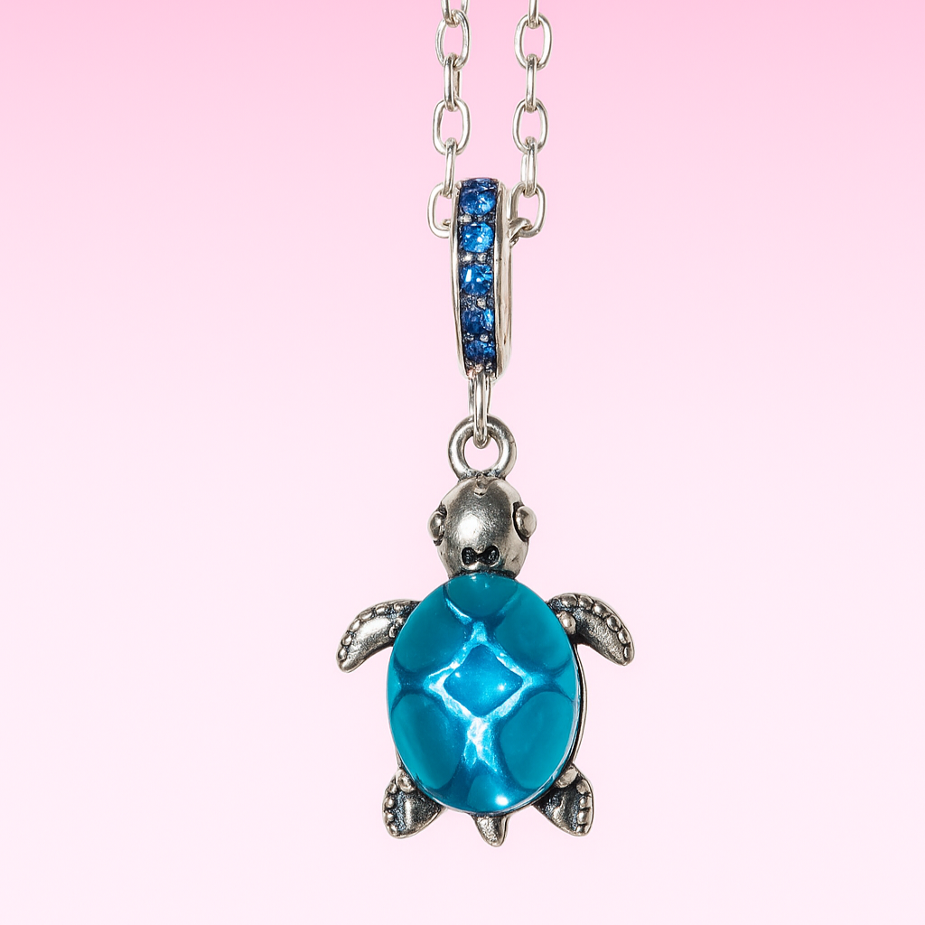 Pandora Charm / Pendent Ocean Blue Coloured Italian Murano Glass Sea Turtle Dangle For Women