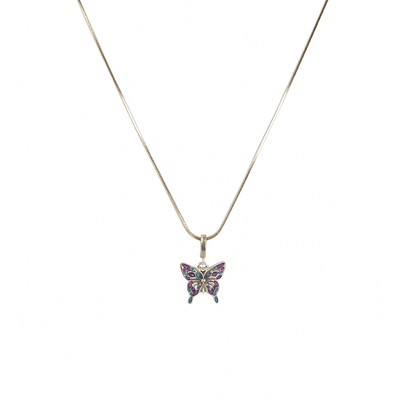 Pure Silver Chain and rainbow Charm Necklace for Women
