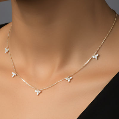 Necklace with multi leaf charms