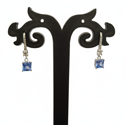 Drop Dangel Earring with white, ocean blue & ruby colour stones