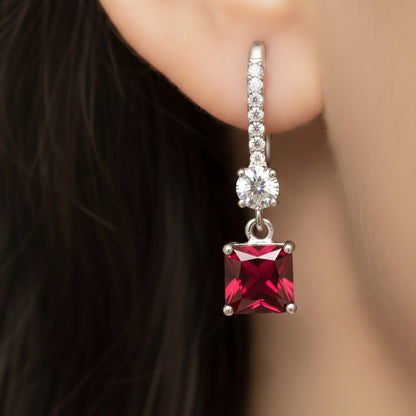 Drop Dangel Earring with white, ocean blue & ruby colour stones