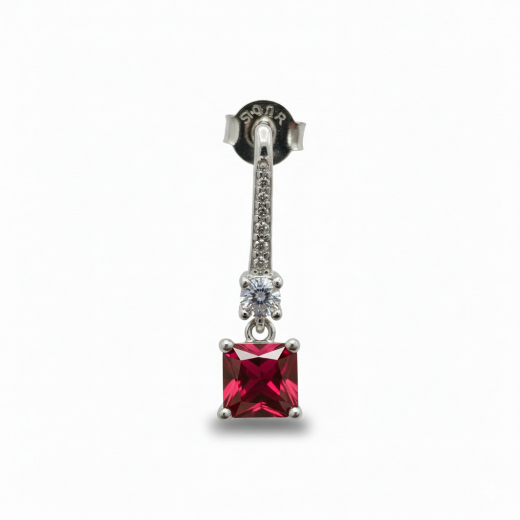 Drop Dangel Earring with white, ocean blue & ruby colour stones