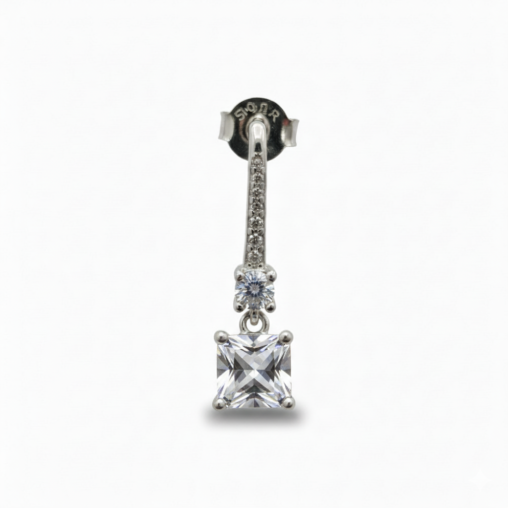 Drop Dangel Earring with white, ocean blue & ruby colour stones