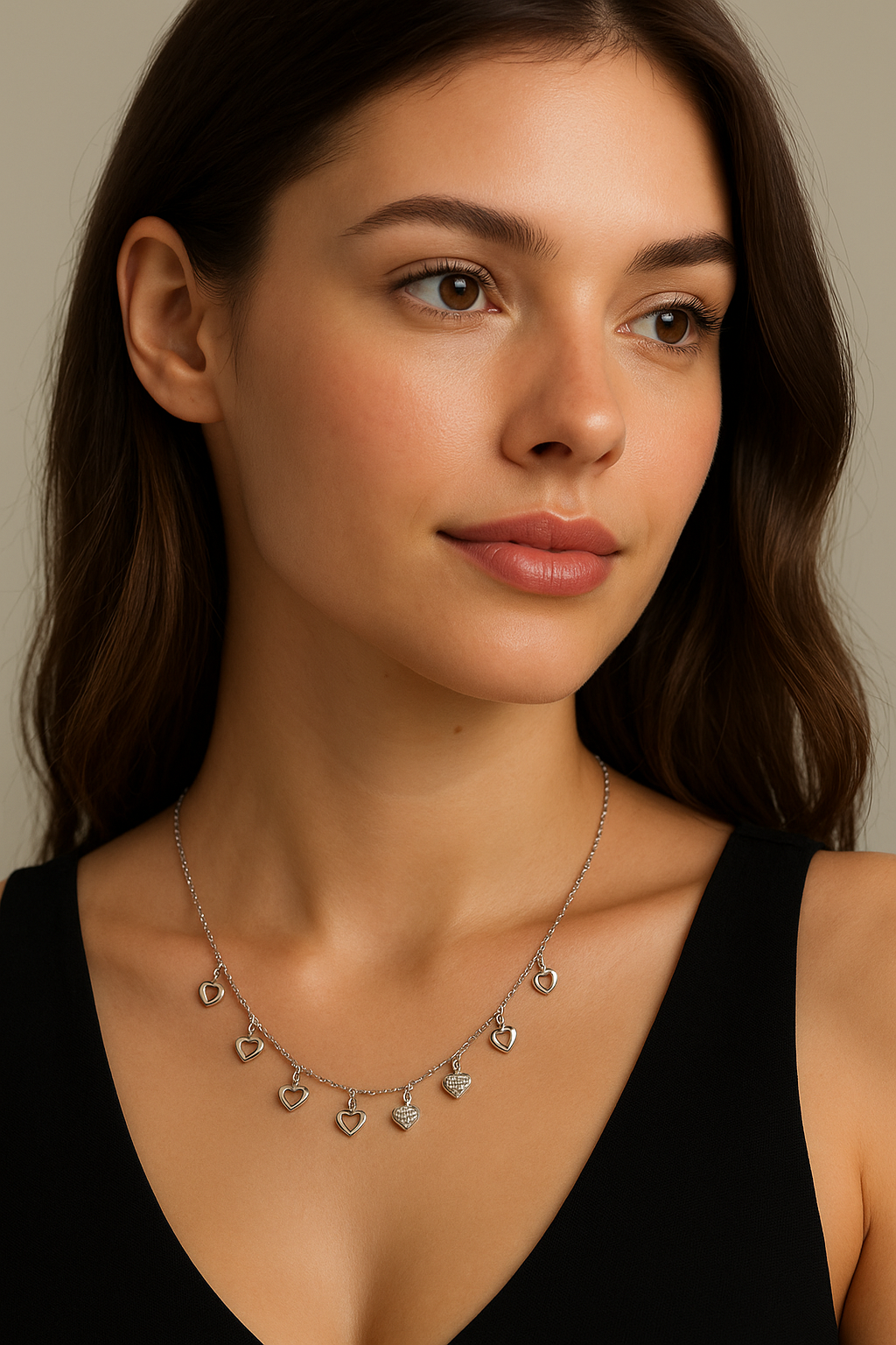 Silver Heart Charm Necklace – Elegant Sterling Chain with Cubic Zirconia Accents