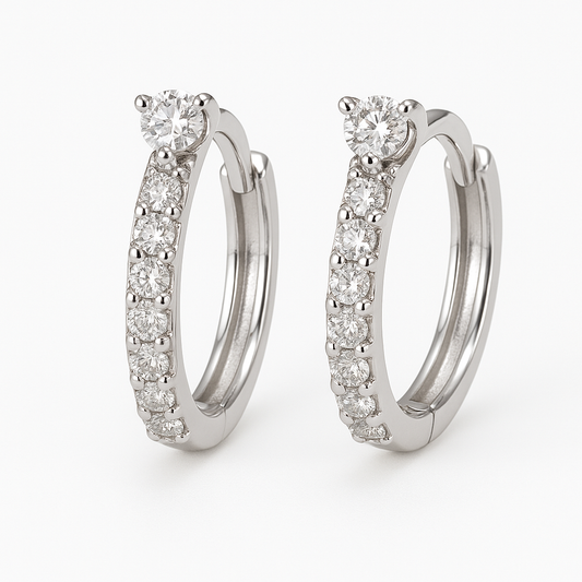 Sterling Silver Huggie Hoop Earrings – Sparkling Minimalist Design