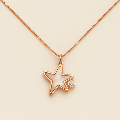 ROSE GOLD CHAIN WITH HANGING STAR WITH HIGH POLISHED SEA SHELL INSIDE