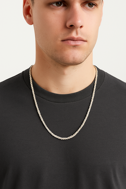 Silver Crest Chain / Solid rope chain 20 inch