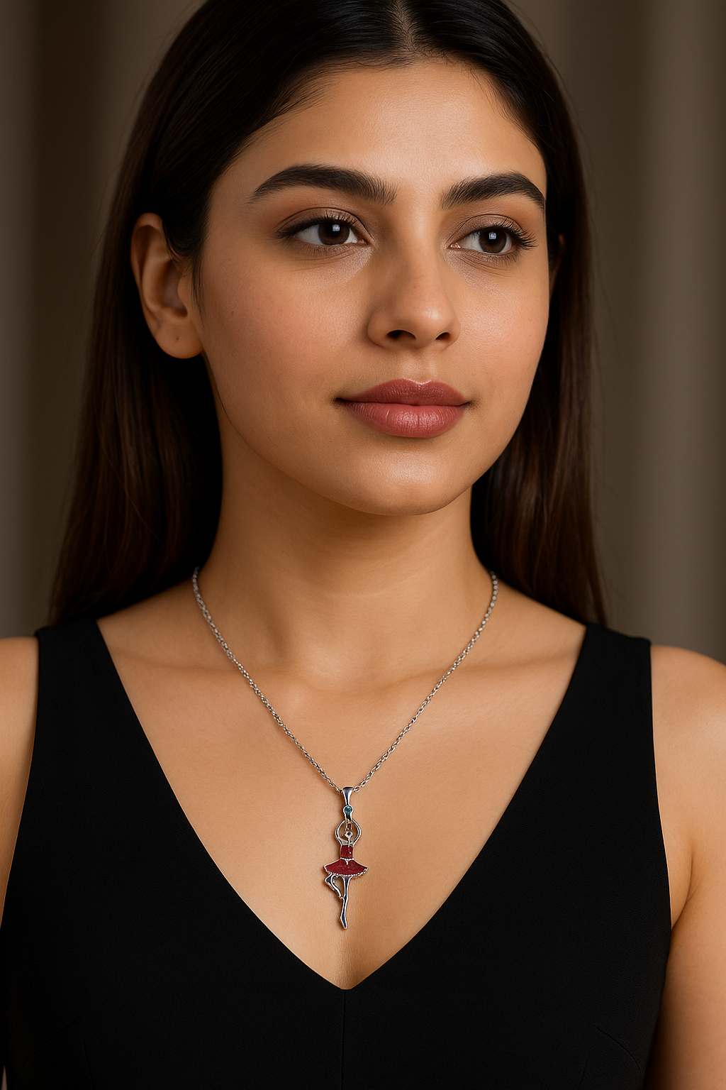 Authentic 925 Sterling Silver Handmade Ballerina Pendant Necklace for Women
