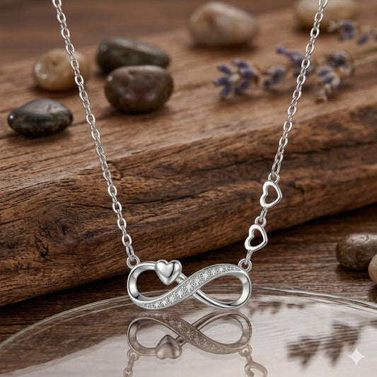 925 Sterling Silver Infinity Heart Necklace