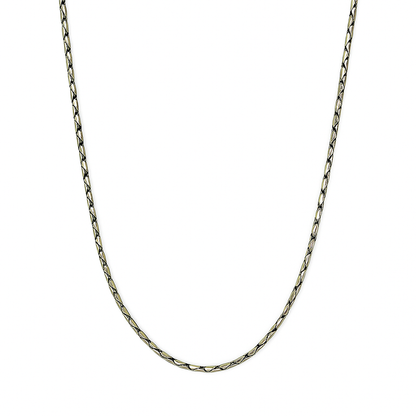 Silver chain necklace on a white background