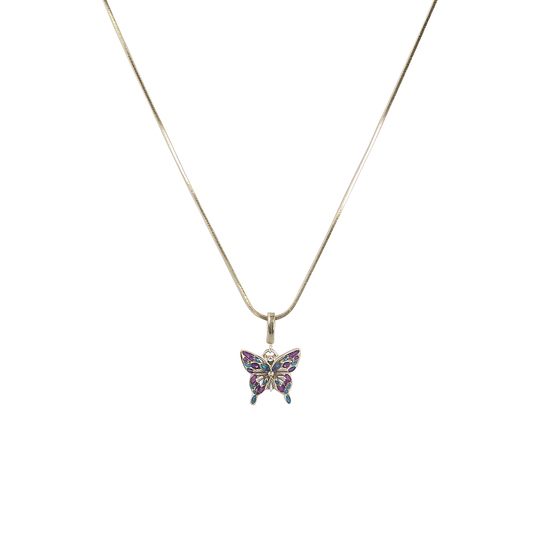 Pure Silver Chain and rainbow Charm Necklace for Women