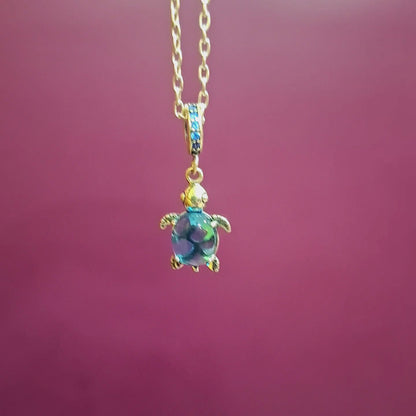Pandora Charm / Pendent Ocean Blue Coloured Italian Murano Glass Sea Turtle Dangle  For Women