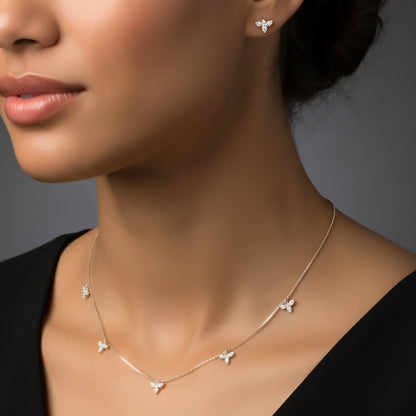 Necklace with multi leaf charms
