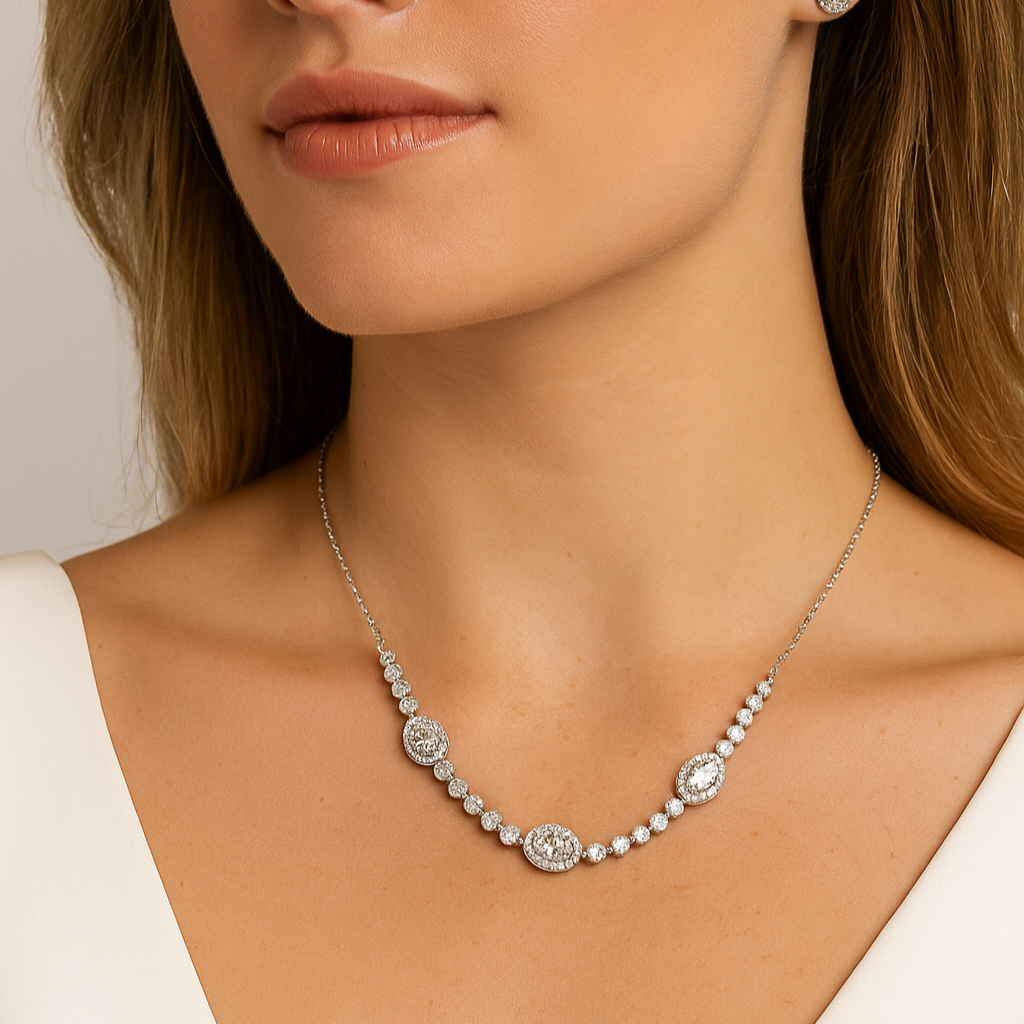 Pure 925 Sterling Silver Necklace with Tops for Women