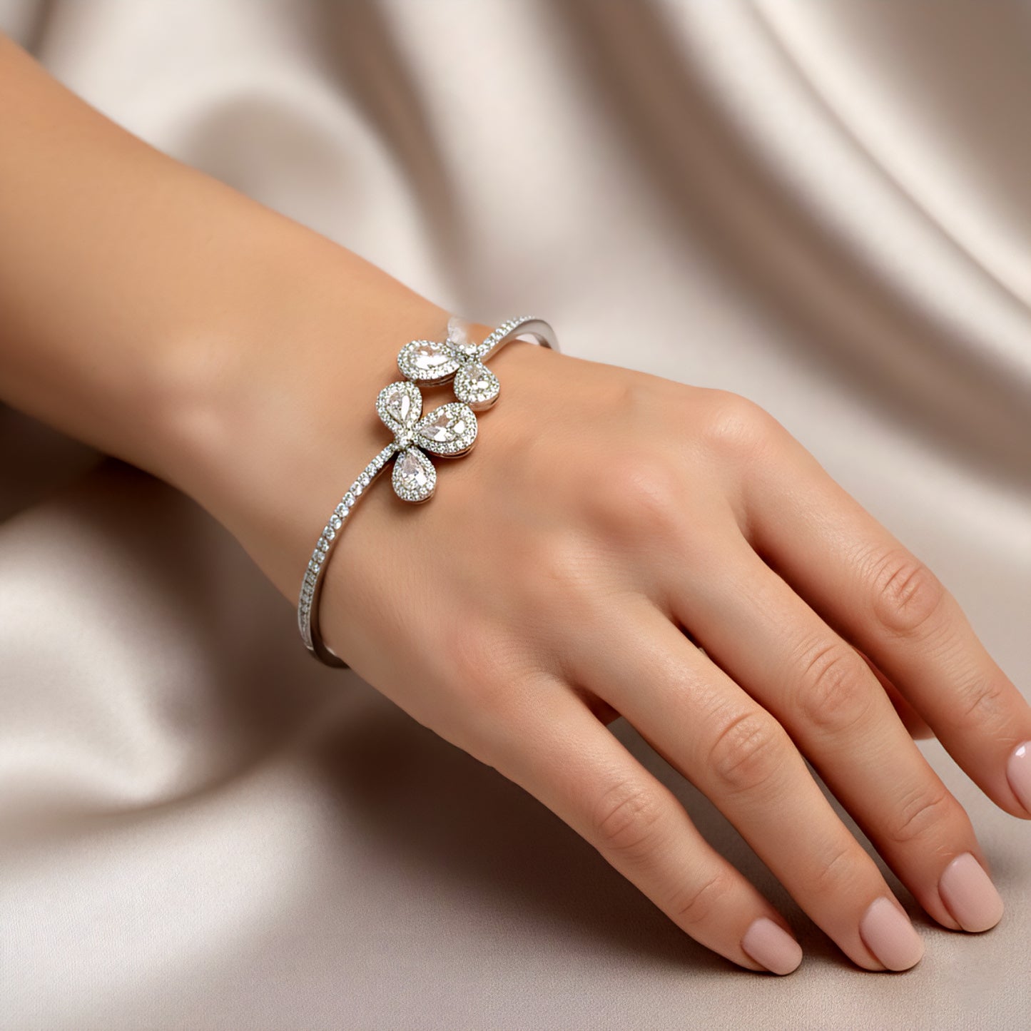 Pure Silver Women Folding Bracelet | 925 Sterling Adjustable Bracelet